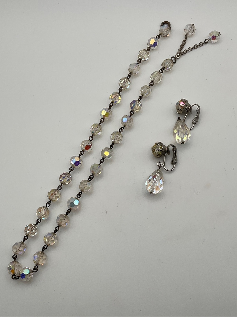 Vintage mid-century Aurora Borealis (AB) crystal demi-parure